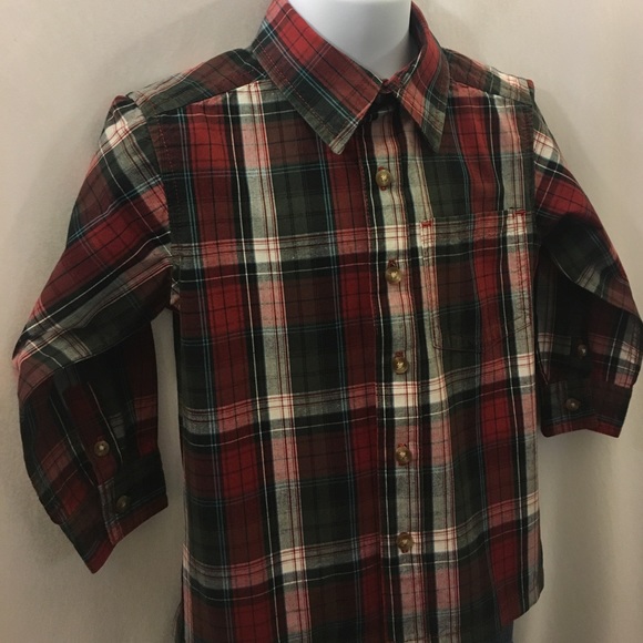 PLACE Red Wht Blck Plaid Versatile Button Up 🏆 - Picture 5 of 8